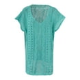 thumbnail image 4 of Summer Clearance Sale! TMOYZQ Women's Swimwear Cover Ups Short Sleeve V Neck Crochet Knit Beach Dress Swimsuit Coverups Summer Beachwear Bathing Suit Cover Up for Women, 4 of 6