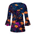 thumbnail image 4 of Floral Print Tops For Womens Summer V Neck Button-Up Tunic Blouses 3/4 Sleeve Shirts Elegant Dressly T-Shirts Trendy Outfits Tee Clothings, 4 of 4