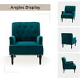 thumbnail image 5 of Upholstered Armchair Set of 2 Velvet Lounge Accent Chair Single Sofa Button Nailhead Wooden Legs Living Room Bedroom Teal, 5 of 6