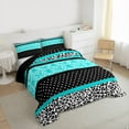thumbnail image 3 of Feelyou Cyan Damask Floral Twin Comforter Set, Leopard Cheetah Print Polkadots Bedding Sets, 3 of 8