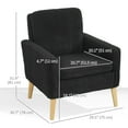 thumbnail image 3 of HOMCOM Teddy Accent Chair Upholstered Modern Armchair w/ Wood Legs Black, 3 of 10