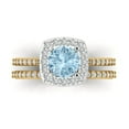 thumbnail image 2 of 1.58 ct Brilliant Round Cut Natural Aquamarine 18K Yellow/White Gold(multi tone) Halo Solitaire with Accents Engagement Bridal Wedding Ring Band Set size 4, 2 of 7