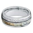 thumbnail image 2 of silly kings Deer Antler Ring - Meteorite Ring - Deer Antler Wedding Band - 8mm (6), 2 of 3
