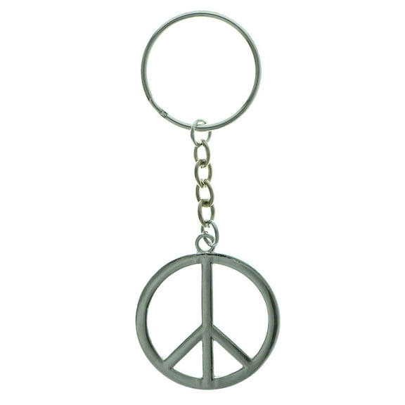 Silver-Tone Metal Peace Sign Keychain