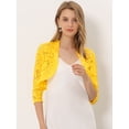 thumbnail image 2 of Cárdigan elegante con cuello con volantes pamujer, top de encogimiento de hombros con encaje floral transparente Limon amarillo L, 2 of 5