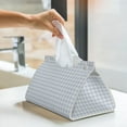 thumbnail image 5 of Goofa Blue Checkboard Pattern Triangle Square Tissue Box Cover, Modern PVC Leathe Facial Paper Holder,Decorative Holder/Organizer for Bathroom Vanity Countertop, 5 of 9