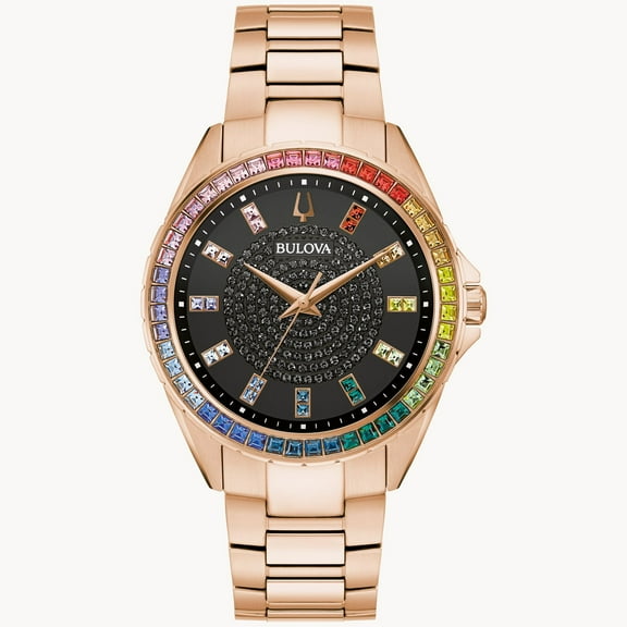Bulova Unisex Rose Gold-Tone Phantom Crystal Watch 97A180
