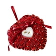 thumbnail image 1 of Funie Boîte de Rangement pour Bagues de Mariage en Forme de Cœur avec Fausse Rose Incrustée de Strass, Support Coussin, 1 of 8