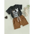 thumbnail image 3 of Genuiskids Toddler Baby Boy 2Pcs Easter Outfits 6M 12M 2T 3T 4T 5T Kids Boy Summer Clothes Sets Short Sleeve Bunny Print T Shirt Tops Pocket Shorts Set, 3 of 9