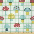 thumbnail image 2 of Ambesonne Mushroom Fabric by the Yard Microfiber, Cartoon Autumn Forest Food, 10 Yards, Mustard Dark Coral and Blue, 2 of 2