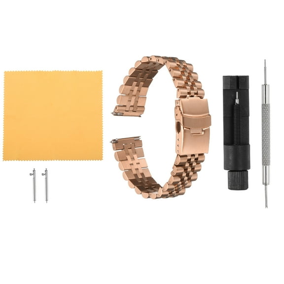 Uxcell Stainless Steel Mesh Watch Band 20mm Quick Release Universal Metal Watch Strap Double-Lock Deployment Clasp Replacement Bands for Men Women, Rose Gold