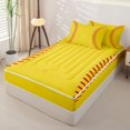 thumbnail image 2 of Erosebridal Classic Softball Stitch Zipper Twin Comforter Sets with Fitted Sheet and 2 Pillowcases,Yellow Ball Print Zipper Bedding Set For Boys,Polkadot Reversible,4-Piece, 2 of 7