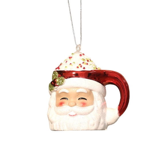 Santa Mug Christmas Ornament Whimsical 3D Hanging Decoration for Holiday Tree Home Christmas Decor Gift for Festive Display