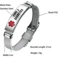 thumbnail image 2 of LAICAIW Red Medical Alert ID Bracelet for Women Mens Emergency First Aid Health Alert Laser Engraved Stainless Steel Adjustable PVC Band Bracelets for Elderly, 2 of 7