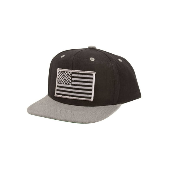 Top Headwear USA Flag Flat Bill Adjustable Snapback - Black/Charcoal