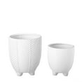 thumbnail image 7 of Kavrine Ceramic Round Pot with Embossed Chevron Stripe Design and Stand (Set of 2), 7 of 7
