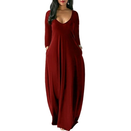 

Lumento Women Nightshirts Long Sleeve V Neck Plain Long Dress Nightgown