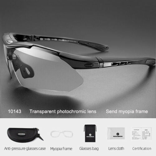 RockBros Cycling Photochromic Clear Glasses Goggles Sunglasses Myopia Frame 