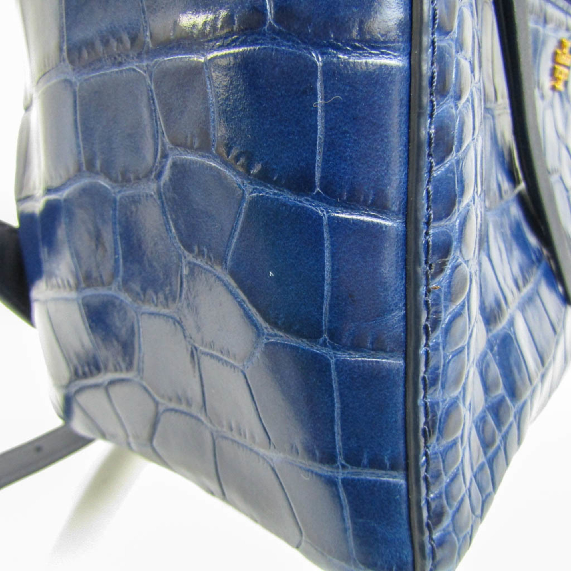 Tory Burch Croc Embossed Mini Backpack 50702 Women's Leather Backpack Navy