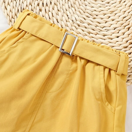 

Aayomet Flower Girl Dress Small And Medium Children s Summer Casual Solid Color Skirt With Pocket Princess Skirt Children s Yellow 7-8 Years