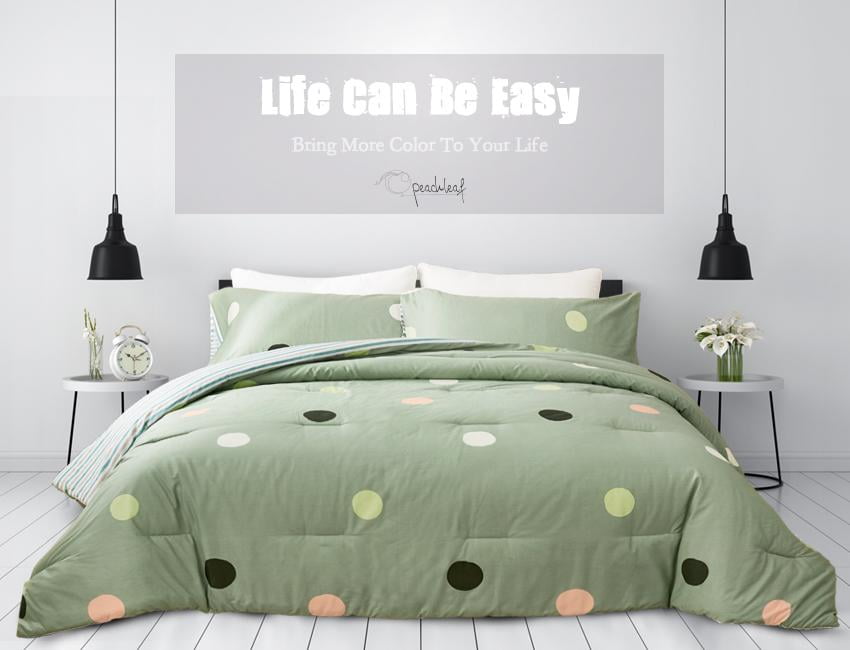 Peach Leaf 5-Pieces Full/Queen Comforter Set: 1 Comforter & 2 Shams