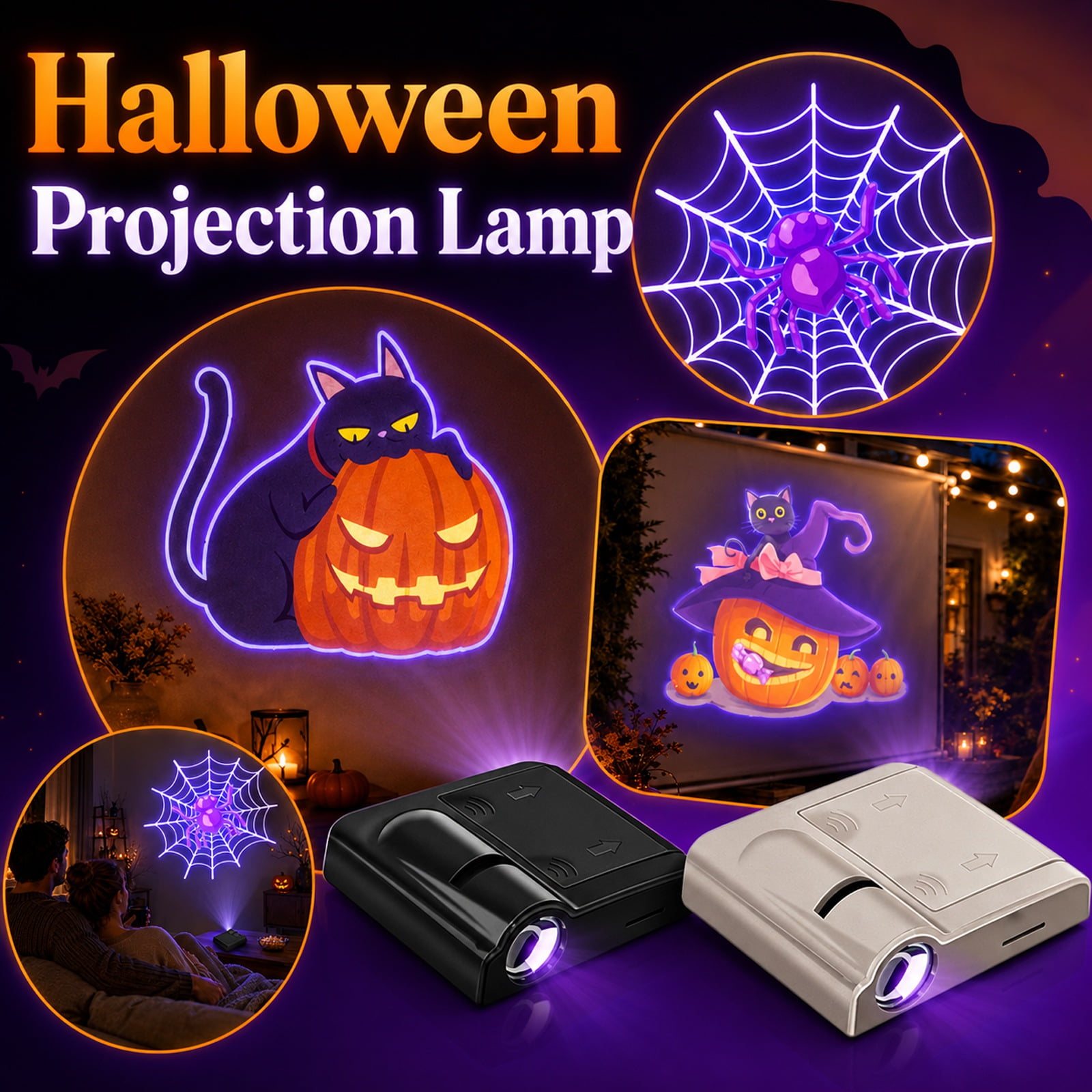 Halloween Projector Lights Spooky Pattern Projector for Wall Room Party Halloween Home Decorations LED Holiday Projection Lamp