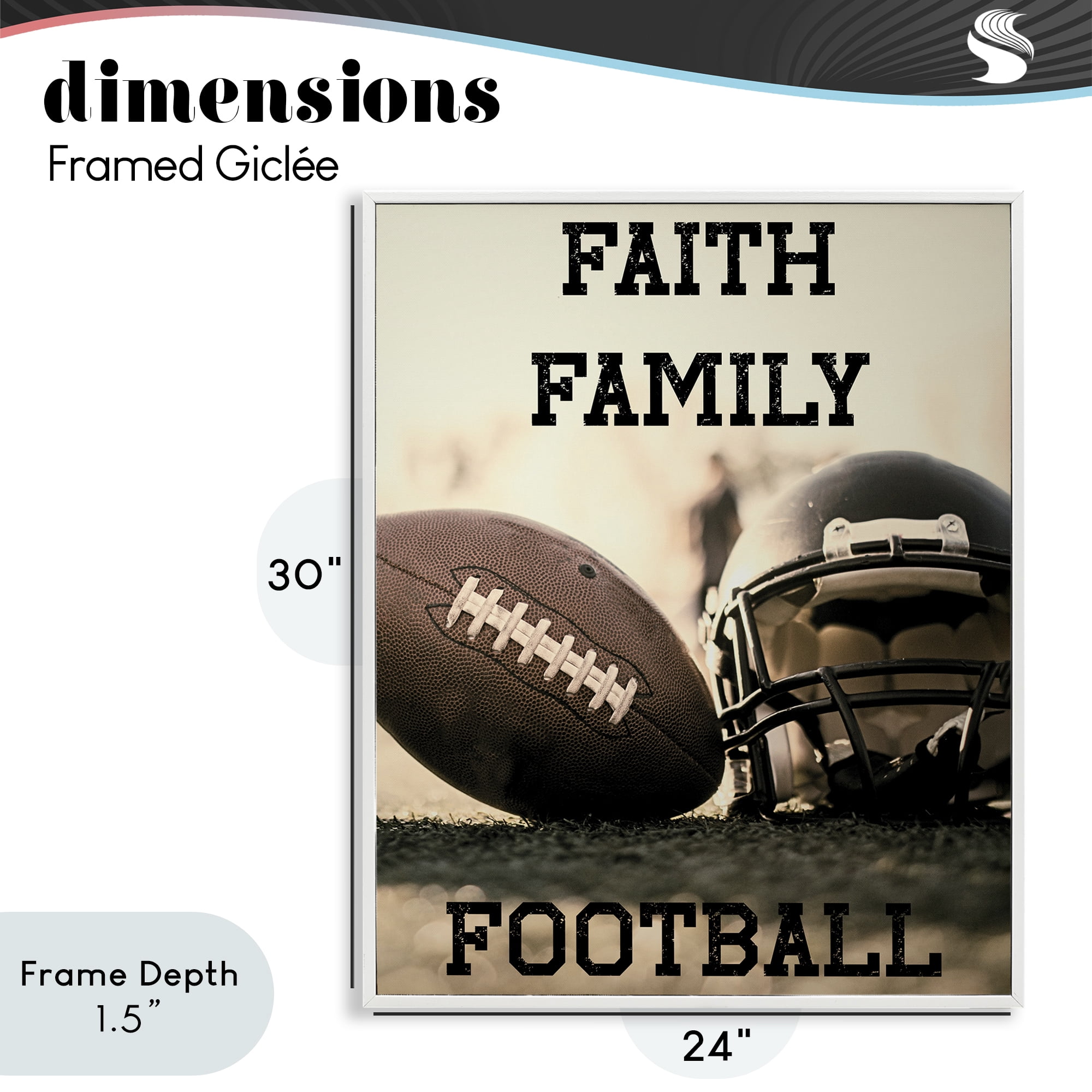 Stupell Industries Faith Family Football White Framed Giclee Art, design by Jesse Keith