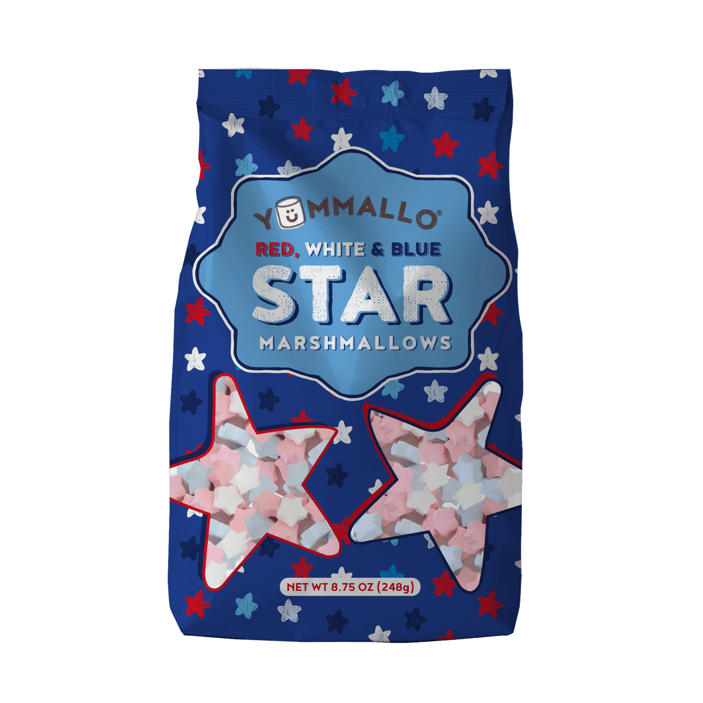 Yummallo Red White Blue Star Marshmallows, 8.75 oz