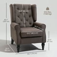thumbnail image 3 of HOMCOM Fauteuil d'Appoint Capitonné à Oreilles et Accoudoirs Arrondis, Brun, 3 of 10