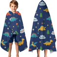 thumbnail image 3 of Dark Blue Dinosaurs ROAR Pattern Hooded Bath Towel，60"x35" for Ages 3 To 12 Kids, Quick Dry Lightweight Soft Microfiber Hood Beach Towel Cover Up for Kids, 3 of 7
