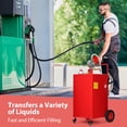 thumbnail image 5 of Stainless Steel Fuel Caddy, 30/35 Gallon Portable Gas Storage Tank On 4 Wheels with Manual Transfer Pump, Gasoline Diesel Fuel Container with Transfer Siphon Pump, for Cars Lawn Mowers ATVs Boats, 5 of 7