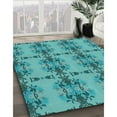 thumbnail image 3 of Ahgly Company Machine Washable Indoor Round Transitional Dark Cyan Green Area Rugs, 3' Round, 3 of 7