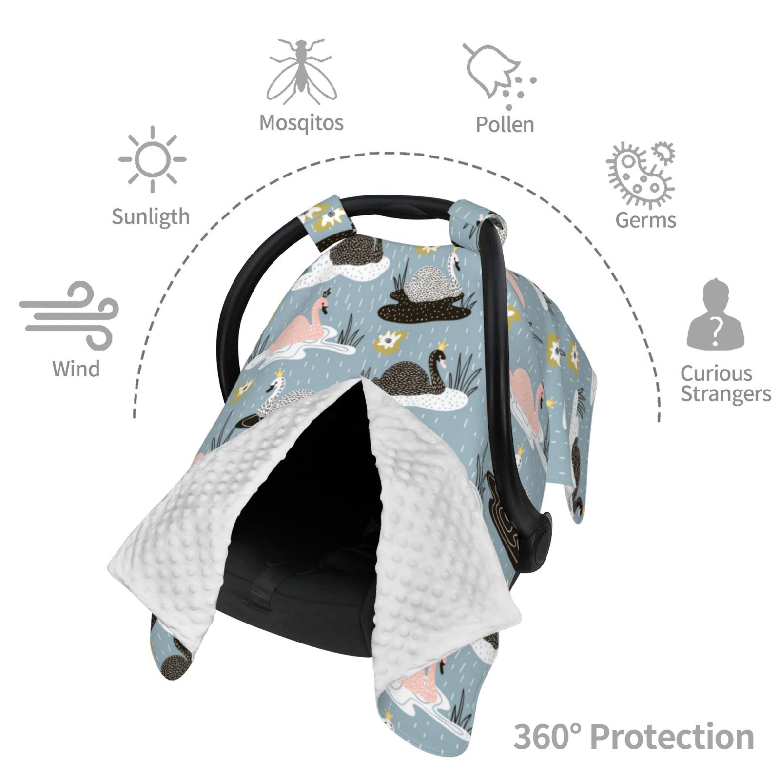 Car Seat Cover Baby - Swan Princess On Lake Breathable Infant Car Seat Cover for Baby Carseat, Lightweight Comfort Baby Essentials Must Haves Newborn Stuff for Girl Boy