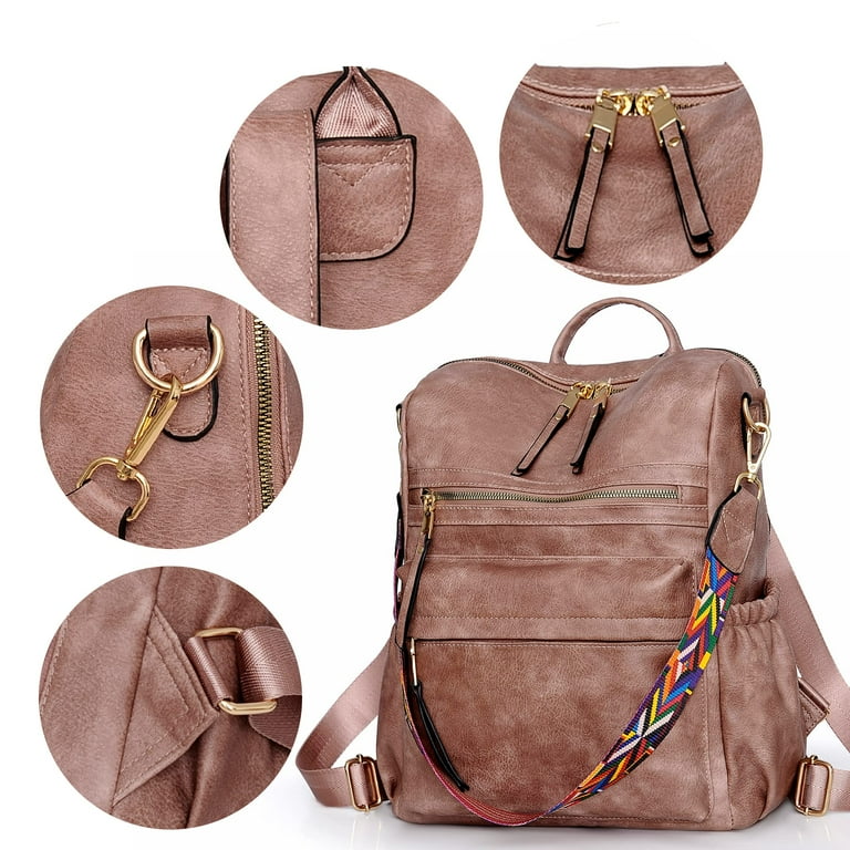 YOMYM Women Backpack Purse Fashion Leather Designer Ladies Convertible School College Shoulder Bags with Colorful Strap
