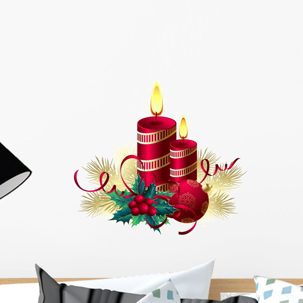 Christmas Candles Wall Decal Sticker by Wallmonkeys Vinyl Peel and