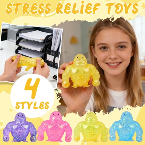 Monkey Squishy Fidgets Malt Sugar Toys Squeeze Monkey Stress Ball Sensory Squishy Miniatures Novelty Toy Stress Relief for Adults Kids Party Favors Easter Basket Stuffers Sensory Fidget Toys