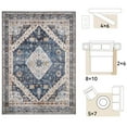 thumbnail image 4 of SIXHOME 4'x6' Rugs for Living Room Washable Vintage Bohemian Soft Carpet Neutral Blue Low Pile Area Rug Non Slip for Bedroom Dining Room Home Office Accent Floor Rug Home Decor Blue, 4 of 6