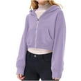 thumbnail image 5 of MuXiKeJi Hoodies for Teen Girls Cropped Long Sleeve Zip Up Jacket Workout Hooded Sweatshirt Y2K Girls Cute Crop Coats Clothes, 5 of 9