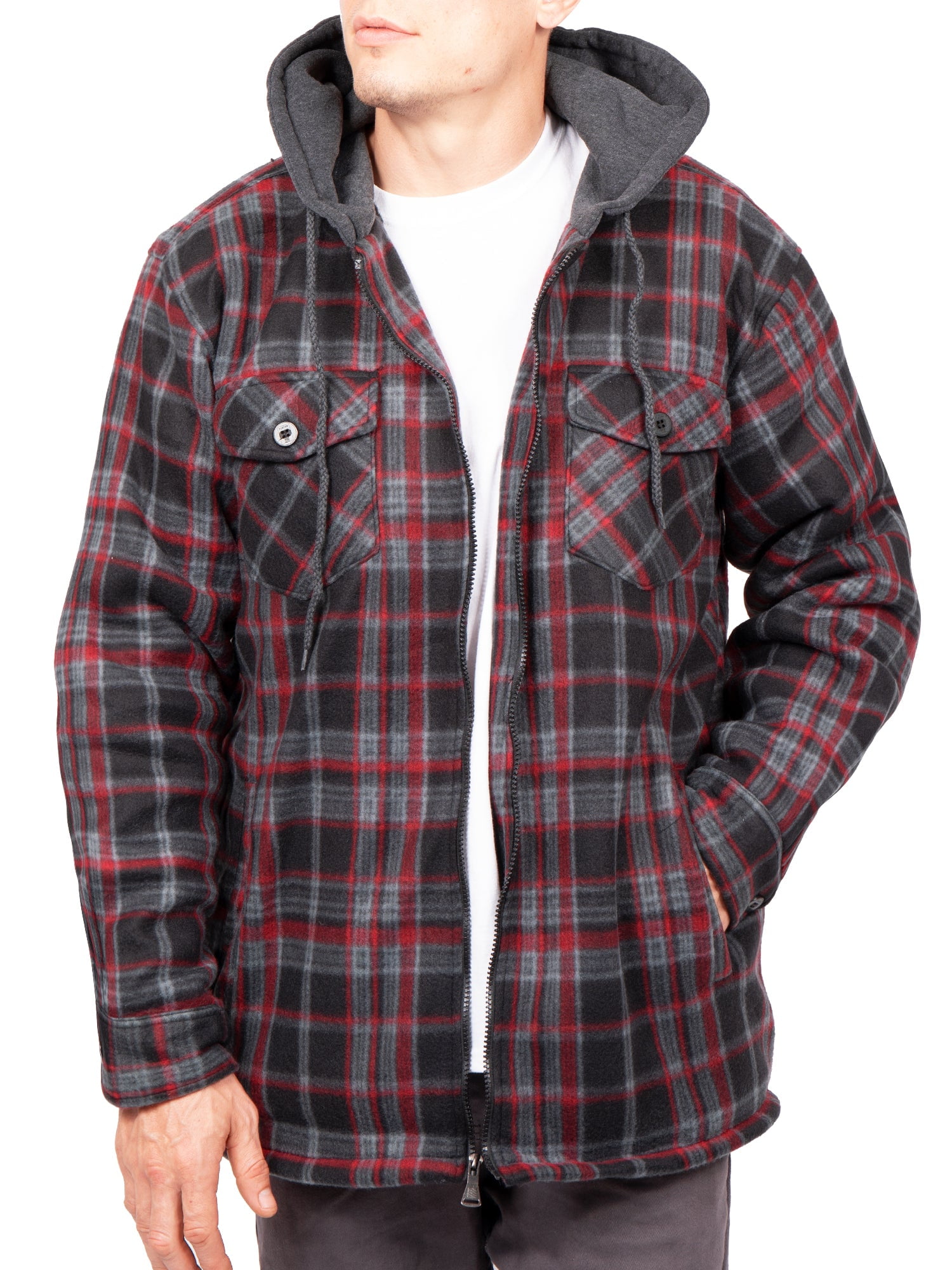 Visive Flannel Jackets For Men Big And Tall Zip Up Hoodie upto size 5XL ...
