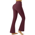 thumbnail image 5 of QATAINLAV Flare Yoga Pants for Women Casual High Waisted Bell Bottom Full Length Stretch Workout Pants Solid Color Micro Flared Trousers with Pockets My Orders Placed by Me Wine M, 5 of 9
