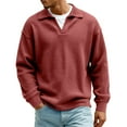 thumbnail image 6 of Dresfit Mens Quarter Zip Sweater Mock Neck Waffle Pullover Winter 2026 Half Zip Lapel Sweatshirt with Pockets Zipper Patchwork Color Block Tops Wine 4XL, 6 of 6