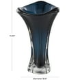 thumbnail image 3 of DecMode 15" Abstract Ombre Tulip Dark Blue Glass Vase with Clear Base, 3 of 9