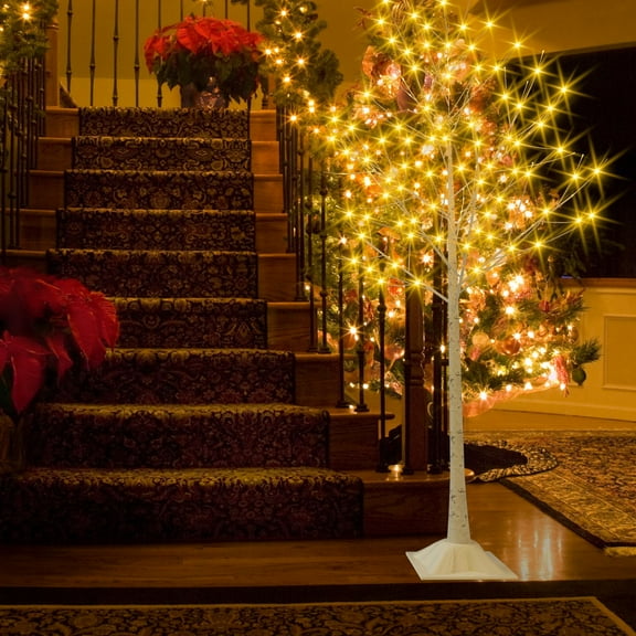 6FT LED Artificial Birch Tree for Indoor and Outdoor Decoration, Wedding Holiday Christmas Decoration