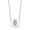 thumbnail image 1 of 925 Sterling Silver Hamsa Hand Of Fatima Evil Eye Protection Cubic Zirconia Cz 2 Inch Chain Necklace Pendant Charm Religious, 1 of 7