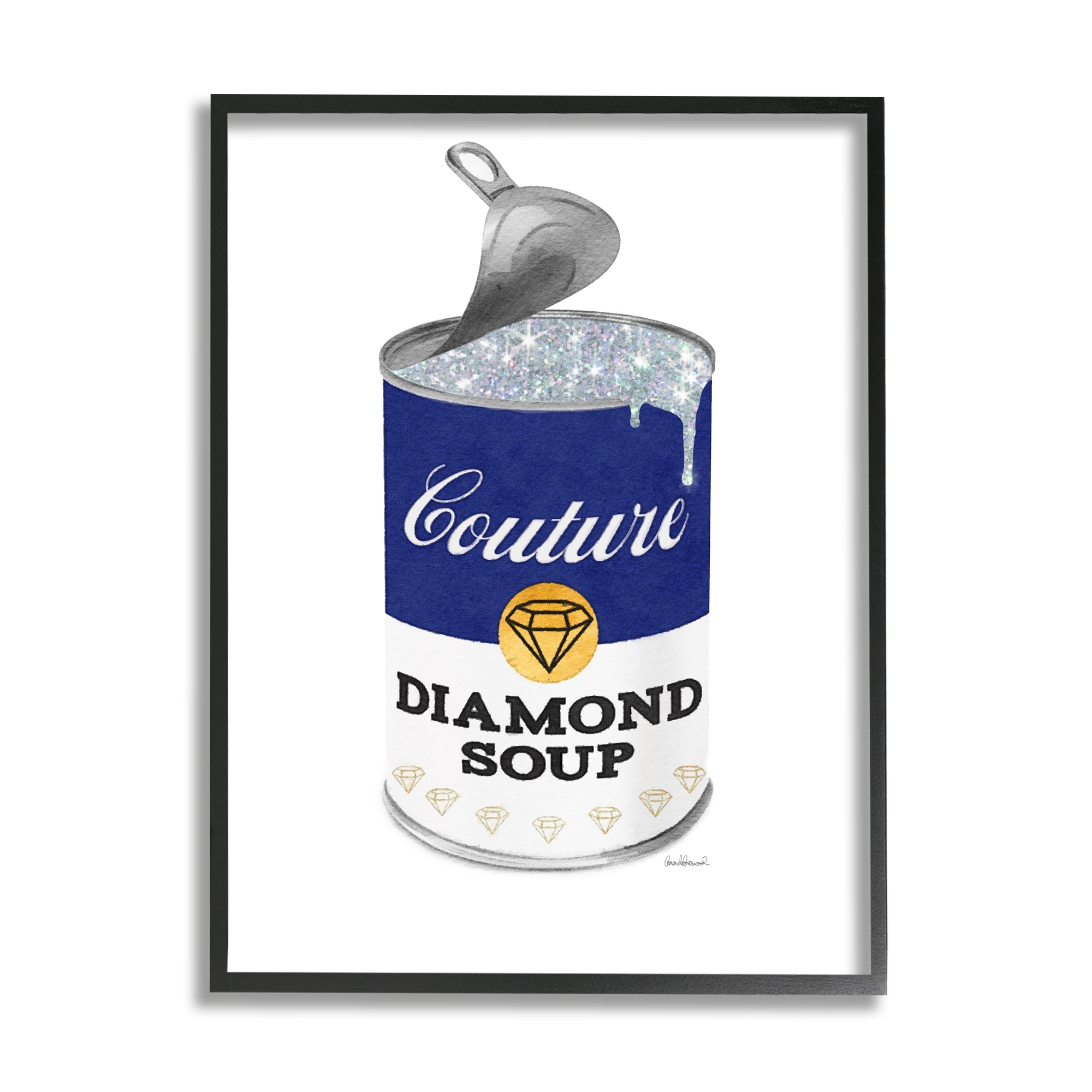 Stupell Industries Couture Blue Condensed Diamond Soup Can Sparkle Pattern, 16 x 20, Design by Amanda Greenwood