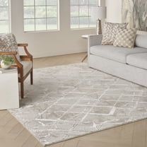 Nourison Glam Geometric Ivory/Grey 9' x 12' Area Rug (9x12)