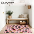 thumbnail image 3 of ODIKA 8'x10' Machine Washable Non-Slip Area Rug, Rustic Holiday Pine with Stylized Berry Sprigs and Festival Ornaments High Traffic Rug with Pad, Pink, 653183, 3 of 8