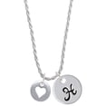 thumbnail image 1 of Delight Jewelry Silvertone Pebble with Heart Cutout Silvertone Script Initial Disc - H - Charm Necklace, 20"+3", 1 of 4