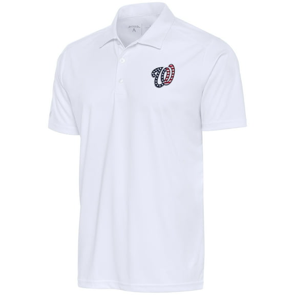 Men's Antigua White Washington Nationals Patriotic Tribute Polo
