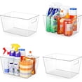 thumbnail image 1 of Vtopmart Clear Plastic Storage Bins for Pantry, 4 PCS Food Storage Containers with Handle for Cabinet, Kitchen, Countertops, Cupboard, Fridge, Pantry Organizers , BPA Free, Large, 1 of 7